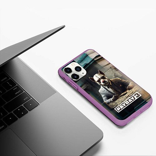 Чехол iPhone 11 Pro матовый Payday 3 dog / 3D-Фиолетовый – фото 3