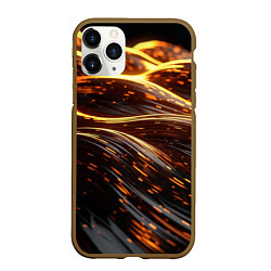 Чехол iPhone 11 Pro матовый Золотые волны, цвет: 3D-коричневый