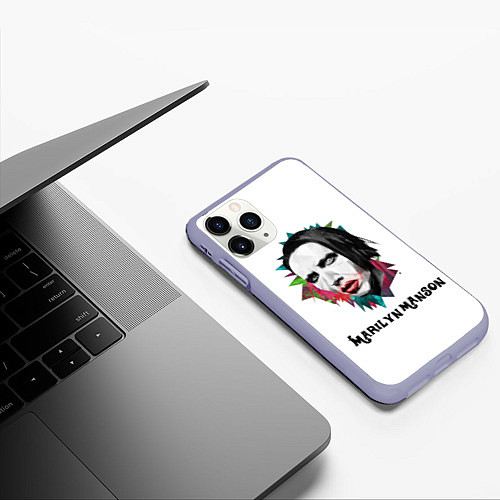 Чехол iPhone 11 Pro матовый Marilyn Manson art / 3D-Светло-сиреневый – фото 3