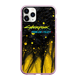 Чехол iPhone 11 Pro матовый Cyberpunk 2077 phantom liberty black gold, цвет: 3D-розовый