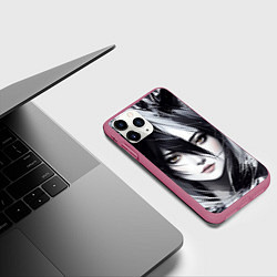 Чехол iPhone 11 Pro матовый Аниме девушка-лиса, цвет: 3D-малиновый — фото 2