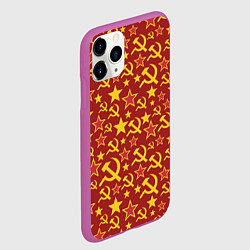 Чехол iPhone 11 Pro матовый СССР Серп и Молот, цвет: 3D-фиолетовый — фото 2