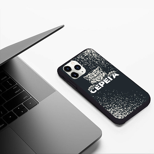 Чехол iPhone 11 Pro матовый Серега зубастый волк / 3D-Черный – фото 3