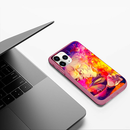 Чехол iPhone 11 Pro матовый Габимару Адский Рай / 3D-Малиновый – фото 3