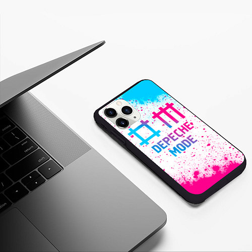 Чехол iPhone 11 Pro матовый Depeche Mode neon gradient style / 3D-Черный – фото 3