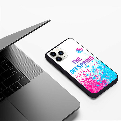 Чехол iPhone 11 Pro матовый The Offspring neon gradient style: символ сверху / 3D-Черный – фото 3