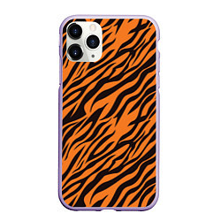 Чехол iPhone 11 Pro матовый Полоски тигра - tiger, цвет: 3D-светло-сиреневый