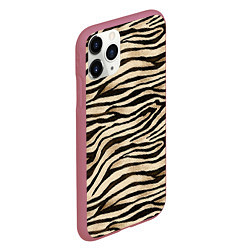Чехол iPhone 11 Pro матовый Шкура зебры и белого тигра, цвет: 3D-малиновый — фото 2