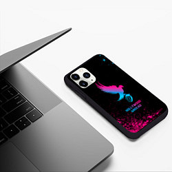 Чехол iPhone 11 Pro матовый Hollywood Undead - neon gradient, цвет: 3D-черный — фото 2