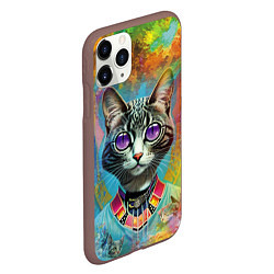 Чехол iPhone 11 Pro матовый Cat fashionista - neural network, цвет: 3D-коричневый — фото 2