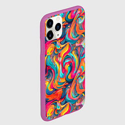 Чехол iPhone 11 Pro матовый Разноцветные мазки красок, цвет: 3D-фиолетовый — фото 2