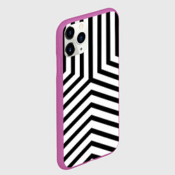 Чехол iPhone 11 Pro матовый Черно-белые полосы в узоре, цвет: 3D-фиолетовый — фото 2