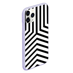 Чехол iPhone 11 Pro матовый Черно-белые полосы в узоре, цвет: 3D-светло-сиреневый — фото 2