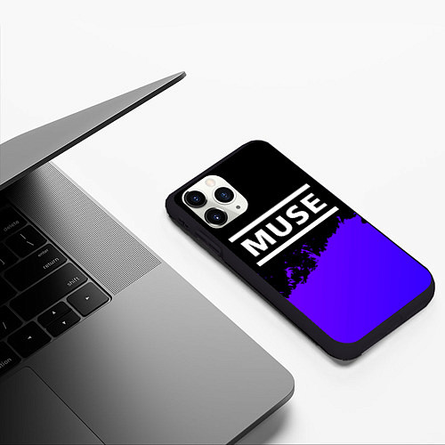 Чехол iPhone 11 Pro матовый Muse purple grunge / 3D-Черный – фото 3