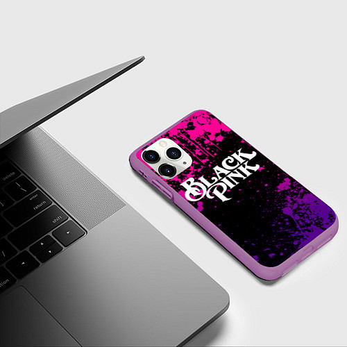 Чехол iPhone 11 Pro матовый Blackpink - neon / 3D-Фиолетовый – фото 3