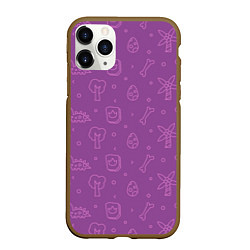 Чехол iPhone 11 Pro матовый Violet dinosaurs, цвет: 3D-коричневый