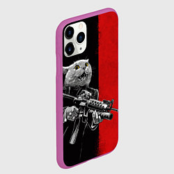 Чехол iPhone 11 Pro матовый Кот гангстер с m4a4, цвет: 3D-фиолетовый — фото 2
