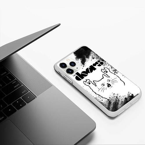 Чехол iPhone 11 Pro матовый The Doors рок кот на светлом фоне / 3D-Белый – фото 3