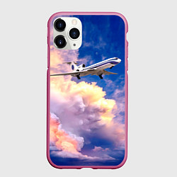Чехол iPhone 11 Pro матовый Ту-154М Взлет, цвет: 3D-малиновый