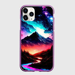 Чехол iPhone 11 Pro матовый Волшебный пейзаж, цвет: 3D-фиолетовый