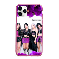 Чехол iPhone 11 Pro матовый Blackpink flowers, цвет: 3D-малиновый