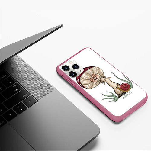 Чехол iPhone 11 Pro матовый Хохочущий мухомор / 3D-Малиновый – фото 3