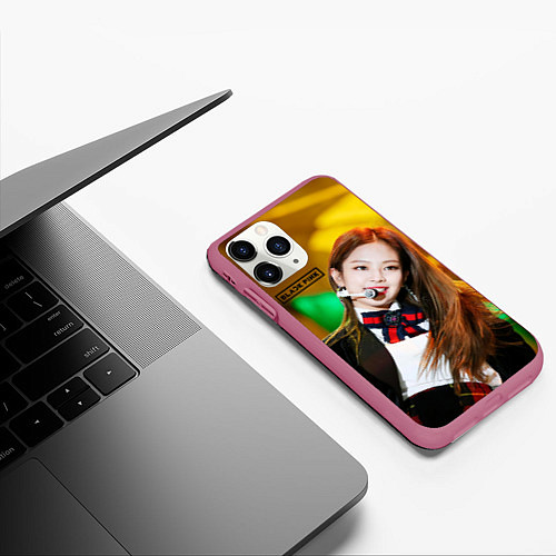 Чехол iPhone 11 Pro матовый Blackpink Jennie Kim / 3D-Малиновый – фото 3