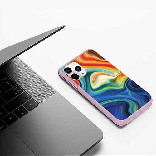 Чехол iPhone 11 Pro матовый Beautiful waves / 3D-Розовый – фото 3