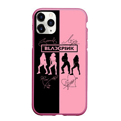 Чехол iPhone 11 Pro матовый Blackpink силуэт девушек, цвет: 3D-малиновый