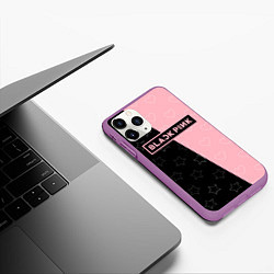 Чехол iPhone 11 Pro матовый Blackpink - hearts and stars, цвет: 3D-фиолетовый — фото 2