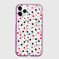 Чехол iPhone 11 Pro матовый Карточные тузы, цвет: 3D-фиолетовый