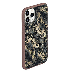 Чехол iPhone 11 Pro матовый Японские волны в темных тонах, цвет: 3D-коричневый — фото 2