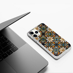 Чехол iPhone 11 Pro матовый Витражная мозайка, цвет: 3D-белый — фото 2