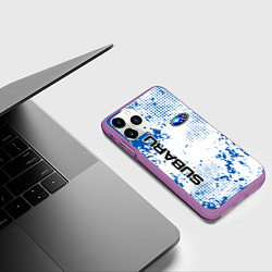 Чехол iPhone 11 Pro матовый Subaru blue logo, цвет: 3D-фиолетовый — фото 2