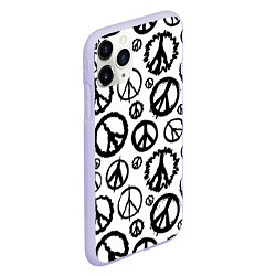 Чехол iPhone 11 Pro матовый Many peace logo, цвет: 3D-светло-сиреневый — фото 2
