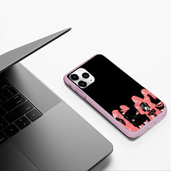Чехол iPhone 11 Pro матовый Black pink на черном, цвет: 3D-розовый — фото 2