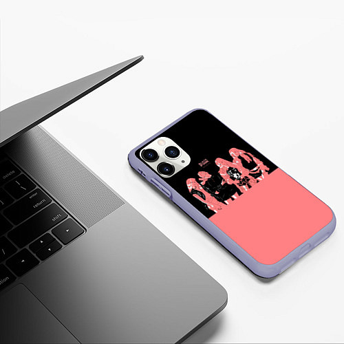 Чехол iPhone 11 Pro матовый BLACK PINK на черно-розовом / 3D-Светло-сиреневый – фото 3