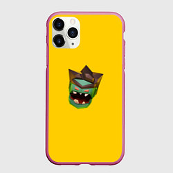 Чехол iPhone 11 Pro матовый Two Guys & Zombies 3D - Паттерн голова зомби, цвет: 3D-малиновый