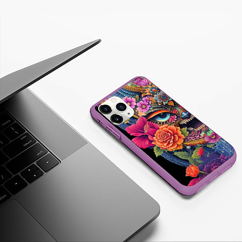 Чехол iPhone 11 Pro матовый Irezumi - Japan - tattoo / 3D-Фиолетовый – фото 3