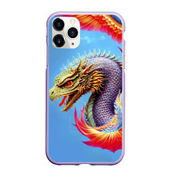 Чехол iPhone 11 Pro матовый Dragon - irezumi - tattoo - Japan, цвет: 3D-светло-сиреневый