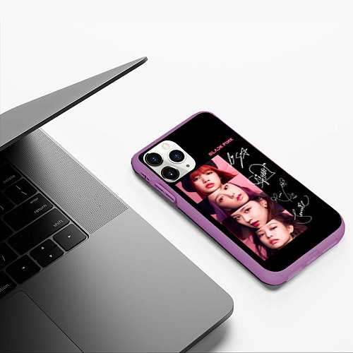 Чехол iPhone 11 Pro матовый Blackpink Autographs / 3D-Фиолетовый – фото 3