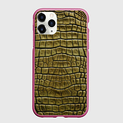 Чехол iPhone 11 Pro матовый Текстура кожи крокодила, цвет: 3D-малиновый