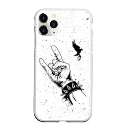 Чехол iPhone 11 Pro матовый Hollywood Undead и рок символ, цвет: 3D-белый