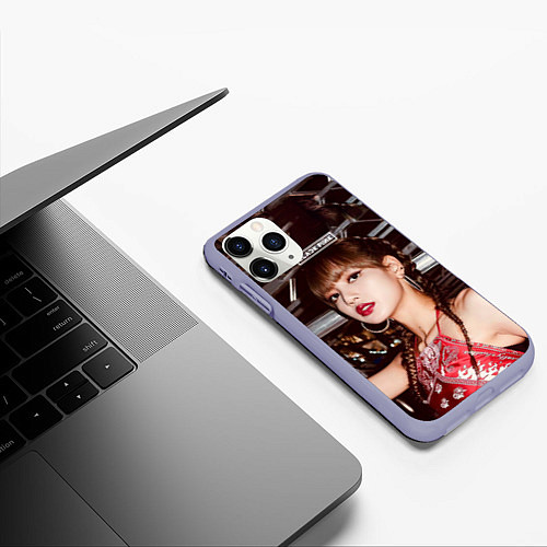 Чехол iPhone 11 Pro матовый Lisa Blackpink / 3D-Светло-сиреневый – фото 3