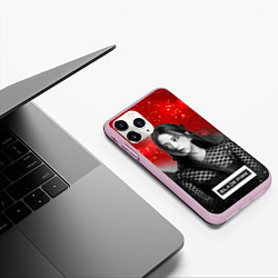 Чехол iPhone 11 Pro матовый Jisoo black red background, цвет: 3D-розовый — фото 2