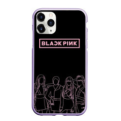 Чехол iPhone 11 Pro матовый Blackpink - art contour, цвет: 3D-светло-сиреневый