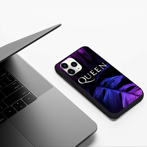 Чехол iPhone 11 Pro матовый Queen neon monstera / 3D-Черный – фото 3