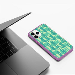 Чехол iPhone 11 Pro матовый Green geometry, цвет: 3D-фиолетовый — фото 2