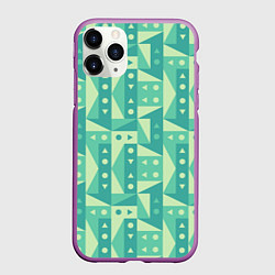Чехол iPhone 11 Pro матовый Green geometry, цвет: 3D-фиолетовый