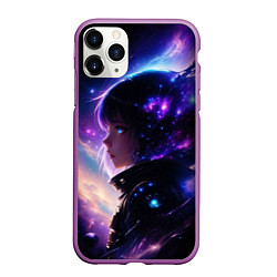 Чехол iPhone 11 Pro матовый Покорение космоса - девушка, цвет: 3D-фиолетовый